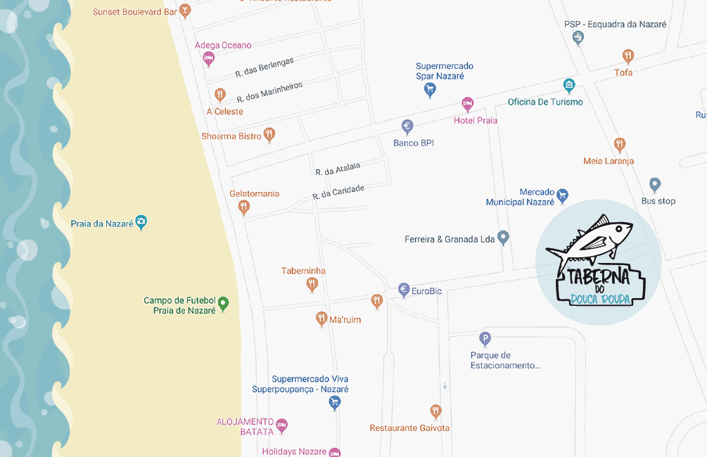 Mapa Taberna do Pouca Roupa — Nazaré
